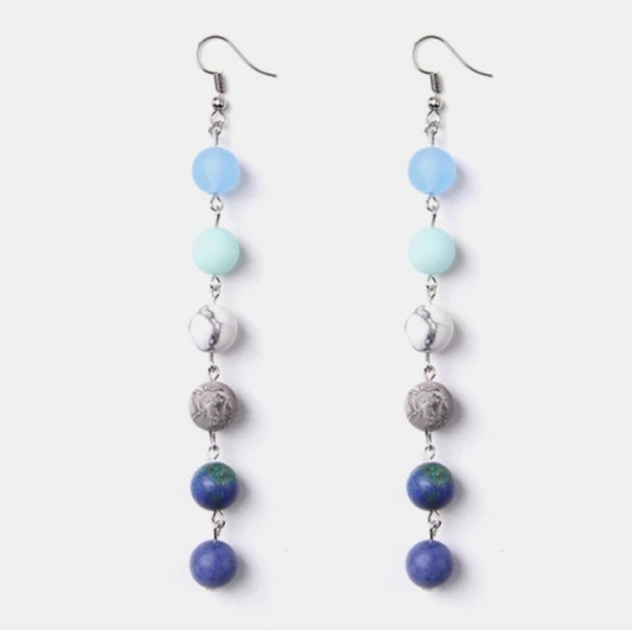 EARTH Solar System Inspired Dangle Drop Earrings - Picture 1 of 2